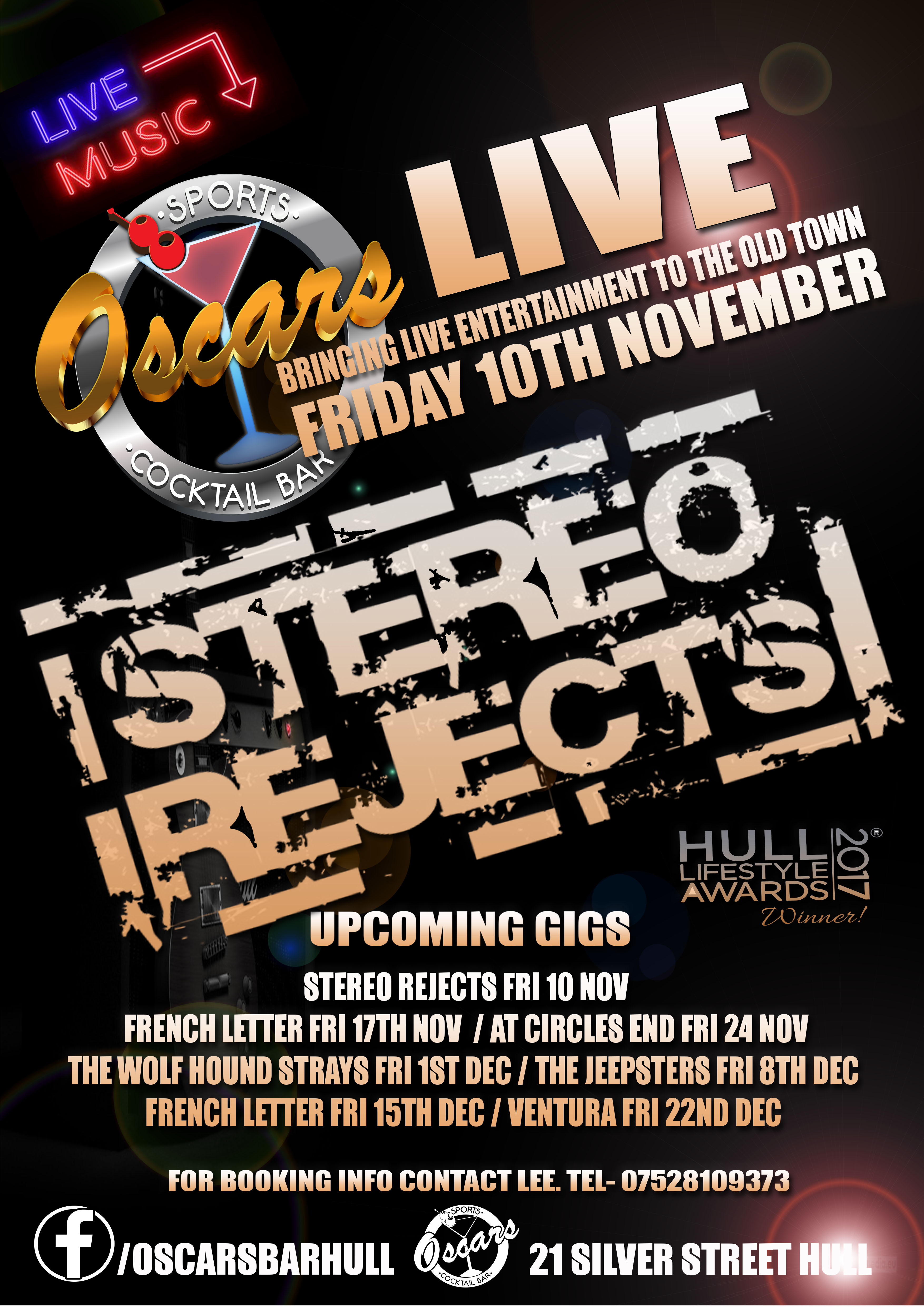 STEREO REJECTS @OSCARSLIVE - Oscars Bar Hull | Cocktail Bar Hull ...